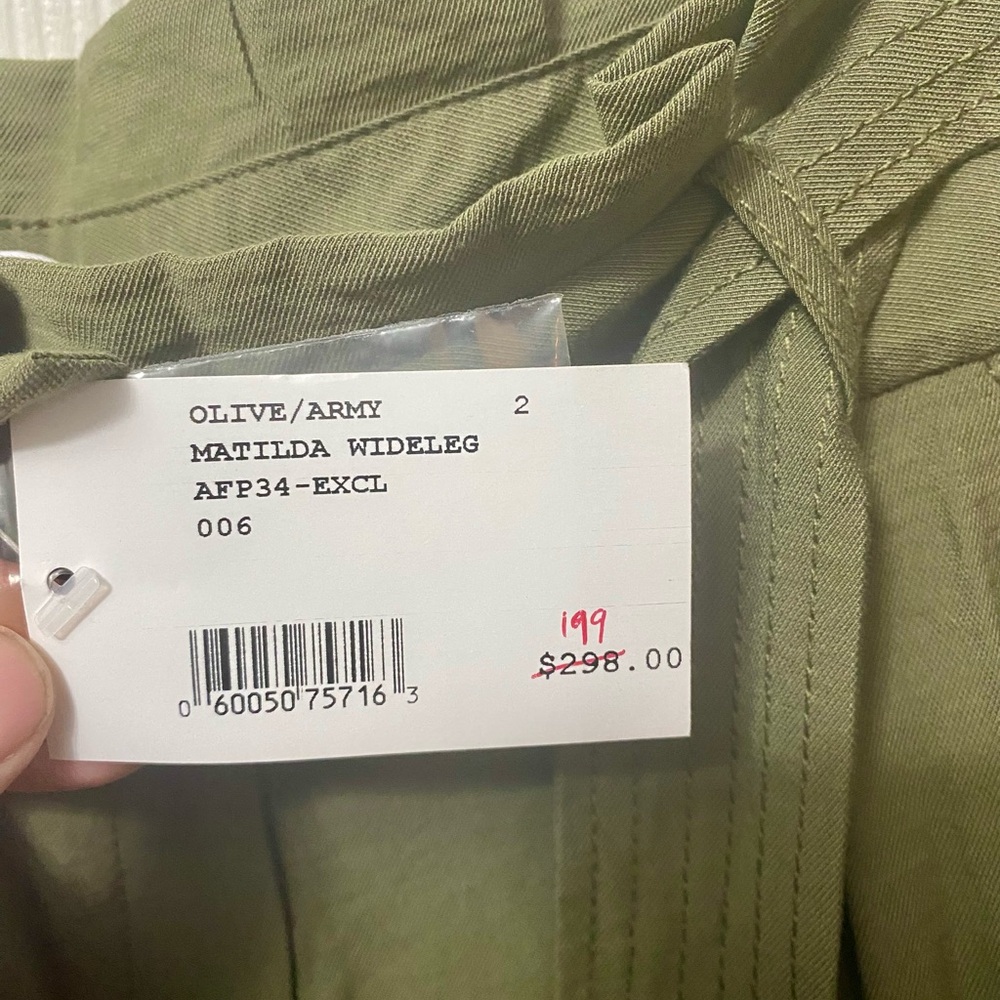 NTERMIX Matilda Paperbag Wide-Leg Pants in Army Green, 2, NWT - Picture 5 of 6